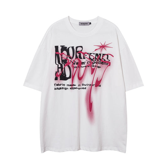 Fashion Abstract Letter Print Short-sleeve Men