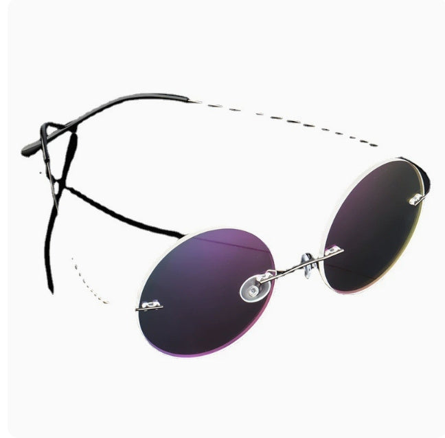 Retro Round Titanium Alloy Super Elastic Frameless  Glasses