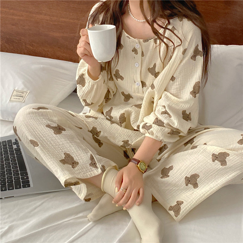 Cartoon Long Sleeve Pants Homewear Pajama Set