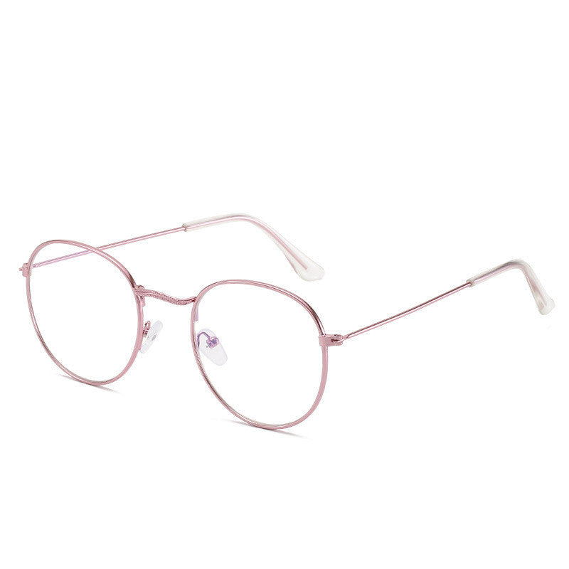 Metal Retro Patterned Glasses Frame Literary Harajuku Round Frame Mirror