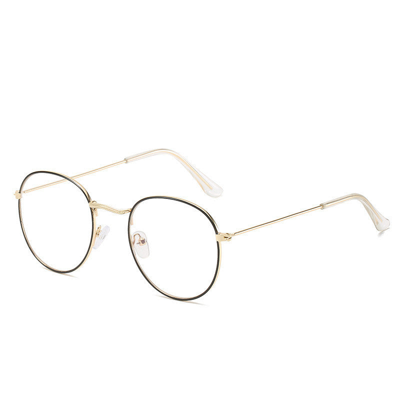 Metal Retro Patterned Glasses Frame Literary Harajuku Round Frame Mirror