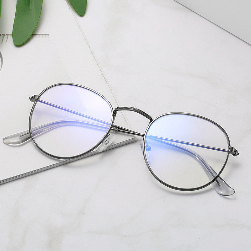Metal Retro Patterned Glasses Frame Literary Harajuku Round Frame Mirror