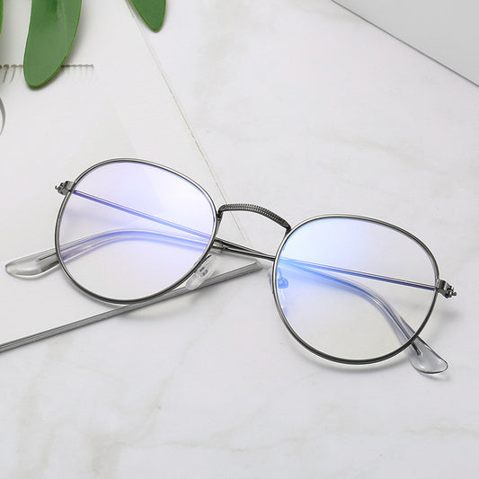 Metal Retro Patterned Glasses Frame Literary Harajuku Round Frame Mirror