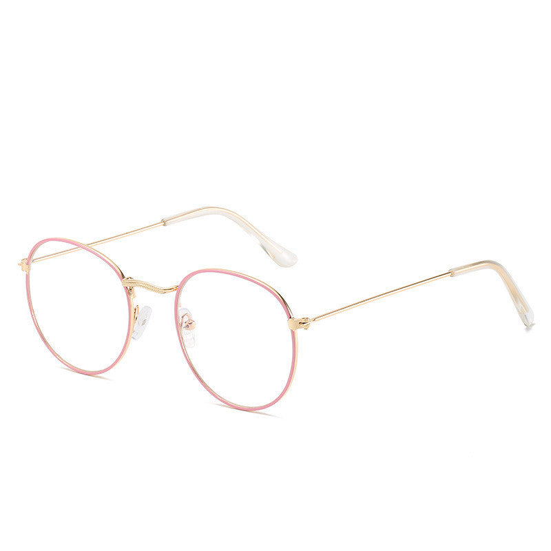 Metal Retro Patterned Glasses Frame Literary Harajuku Round Frame Mirror