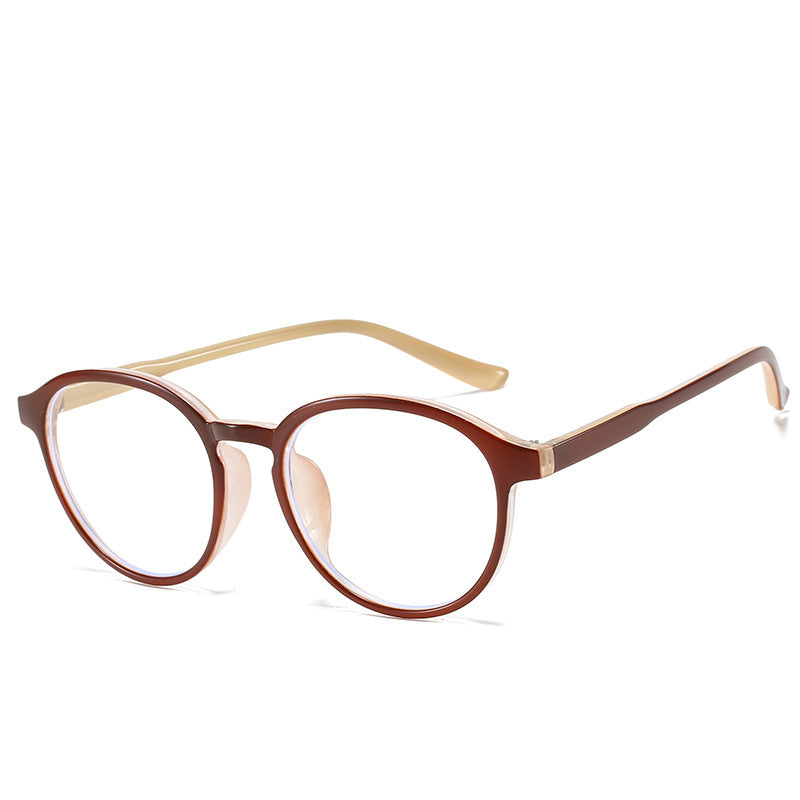 Fashionable Round Frame Flat Light Mirror Without Makeup Retro Optical Glasses Myopia Frame