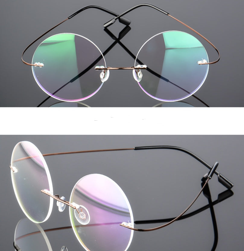 Retro Round Titanium Alloy Super Elastic Frameless  Glasses