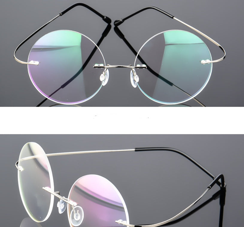Retro Round Titanium Alloy Super Elastic Frameless  Glasses