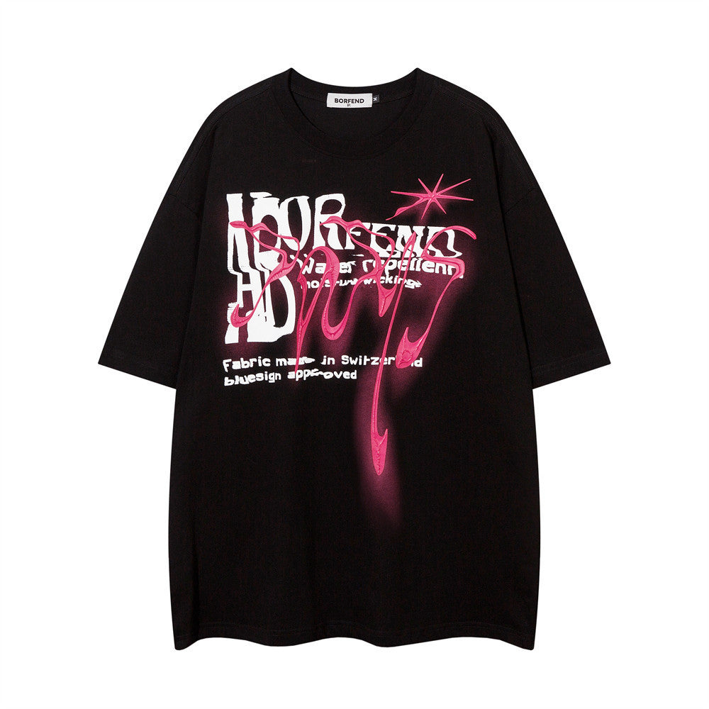 Fashion Abstract Letter Print Short-sleeve Men