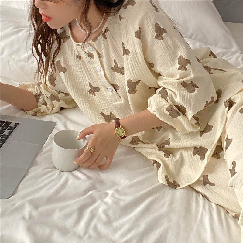 Cartoon Long Sleeve Pants Homewear Pajama Set