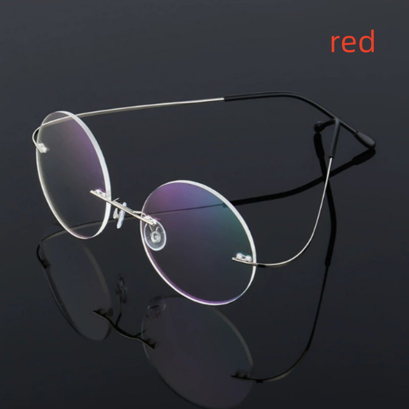 Retro Round Titanium Alloy Super Elastic Frameless  Glasses