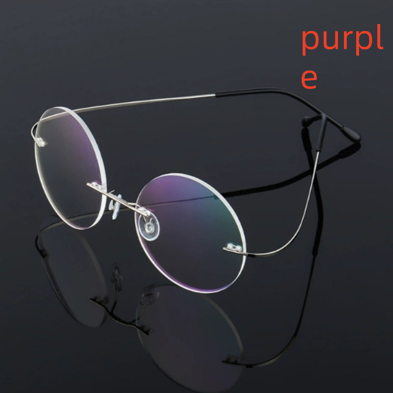 Retro Round Titanium Alloy Super Elastic Frameless  Glasses