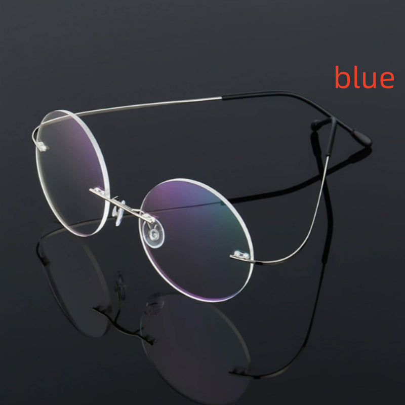 Retro Round Titanium Alloy Super Elastic Frameless  Glasses