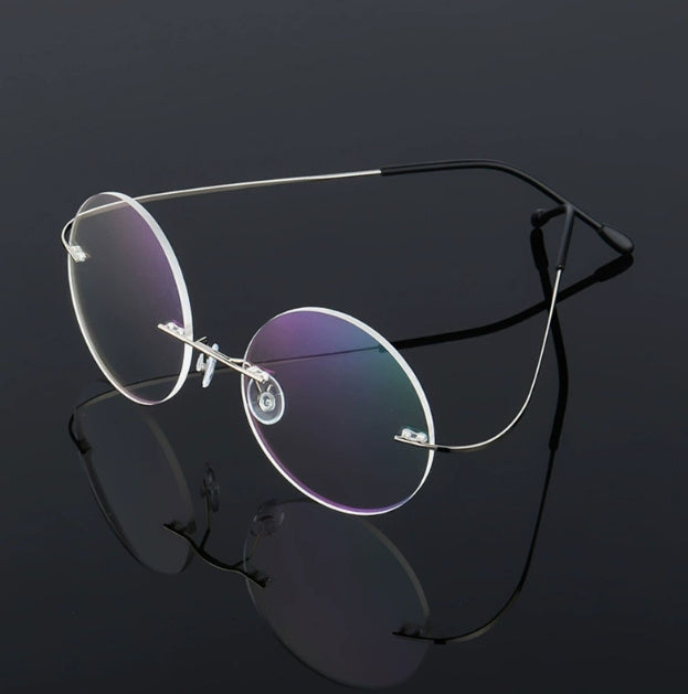Retro Round Titanium Alloy Super Elastic Frameless  Glasses