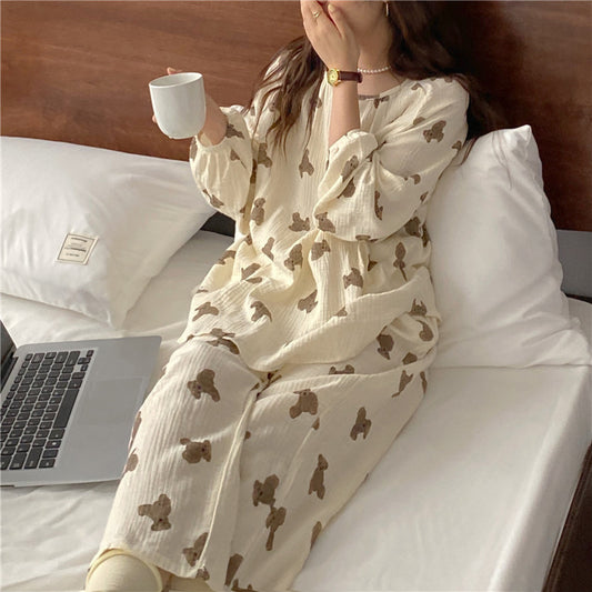 Cartoon Long Sleeve Pants Homewear Pajama Set